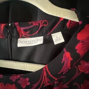 Eva Mendes Black and Red Floral Dress